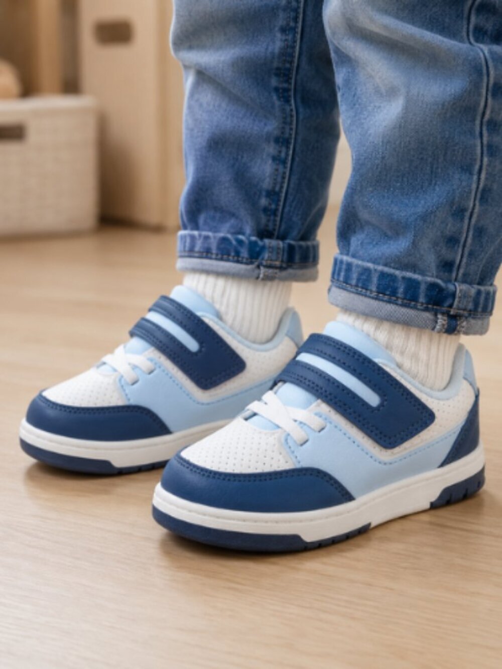 Cat & Jack Hudson Skate Sneakers Blue Toddler Size 11T Hook Loop Shoes NWT